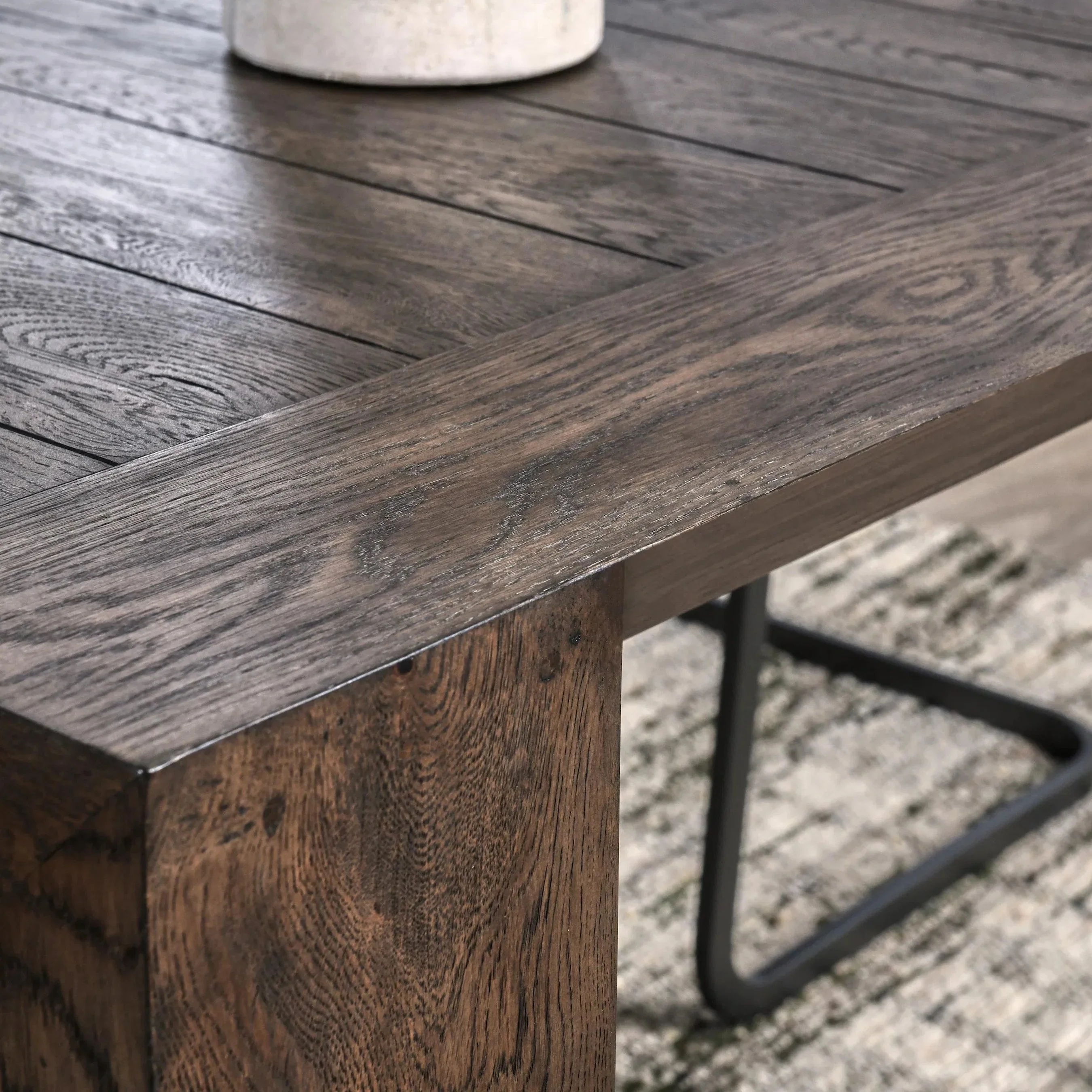 Troy 89" Reclaimed Oak Wood Dining Table - Image 6