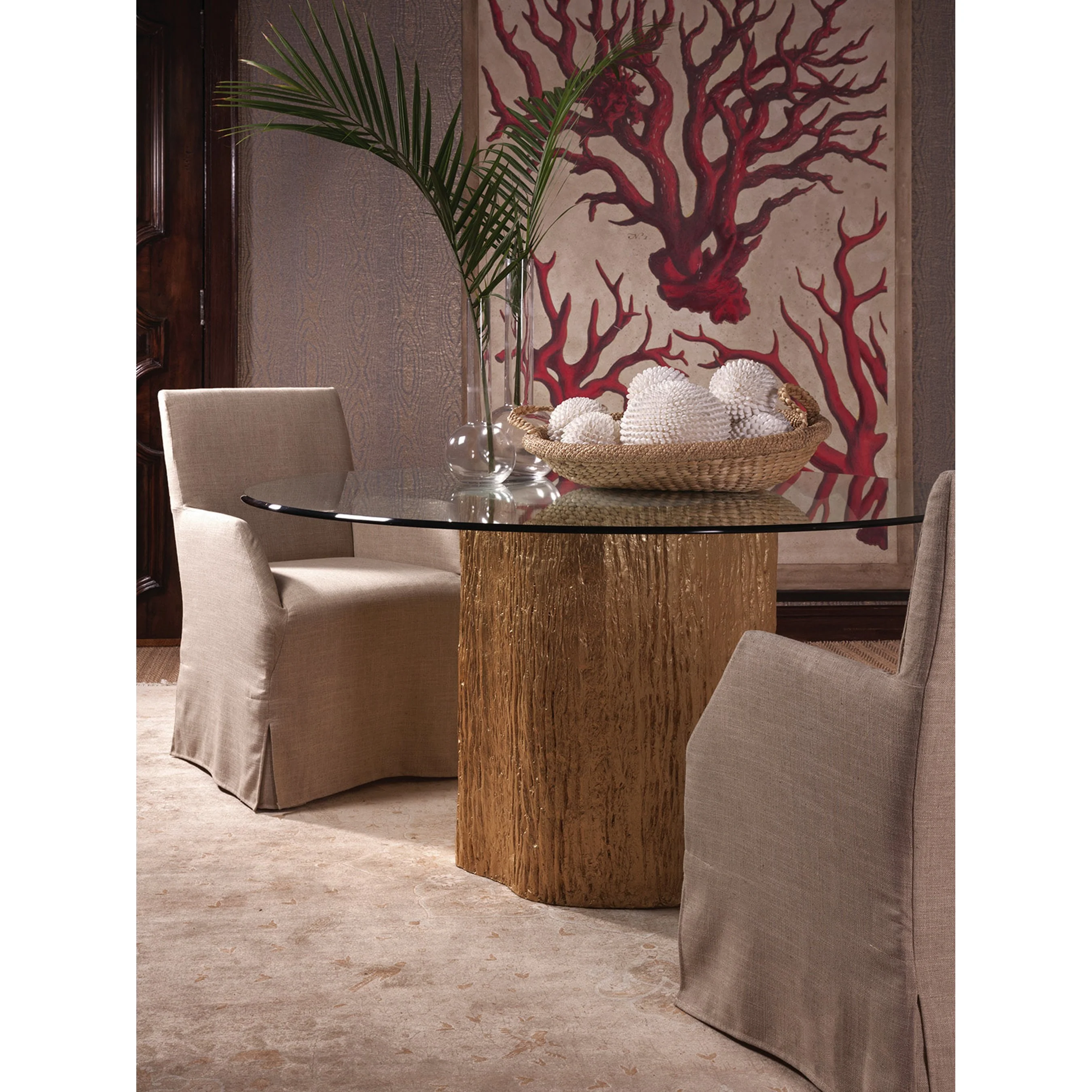 Trunk Segment Round Dining Table with Glass Top - Image 6