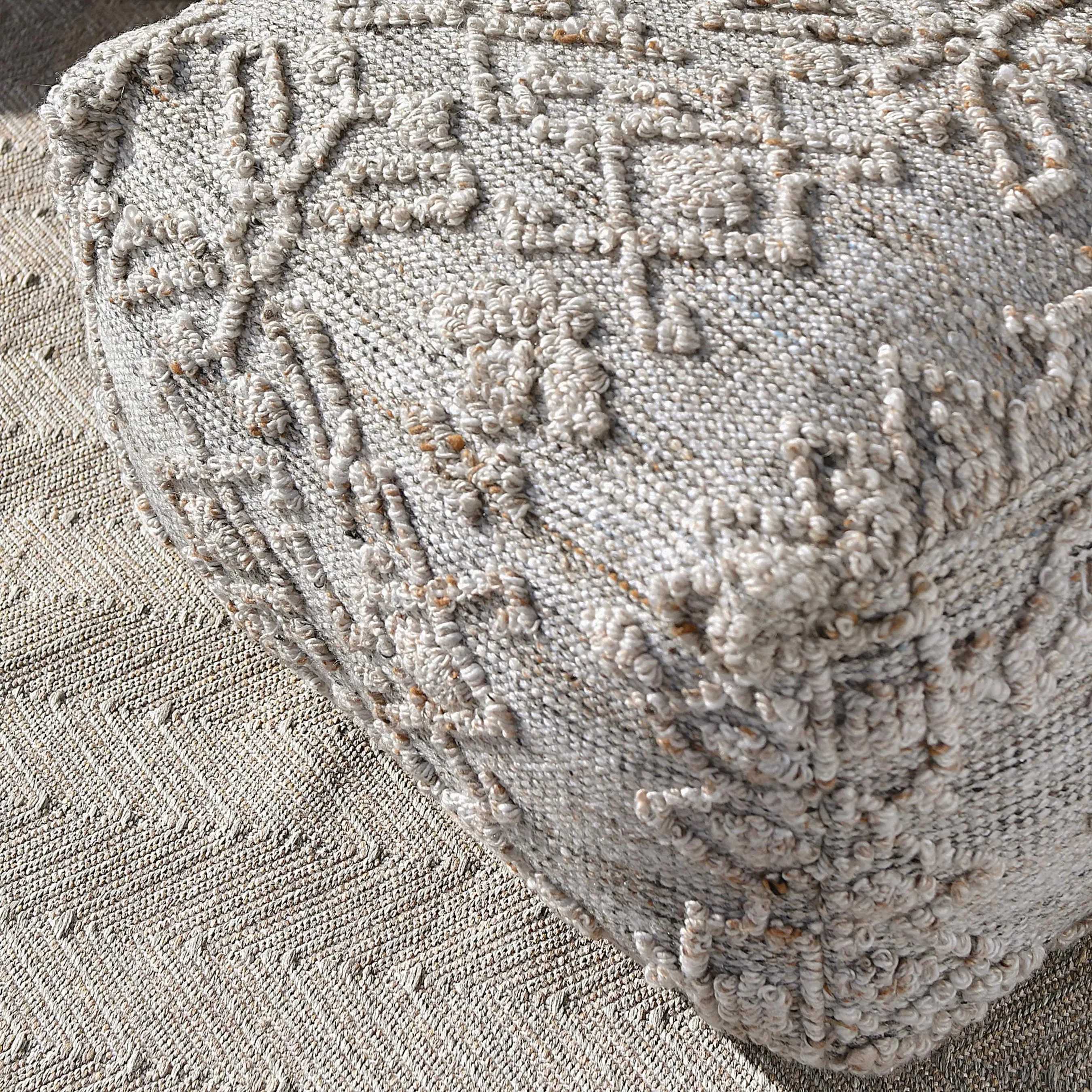 Tundra Linen Blend Fabric Pouf - Image 4