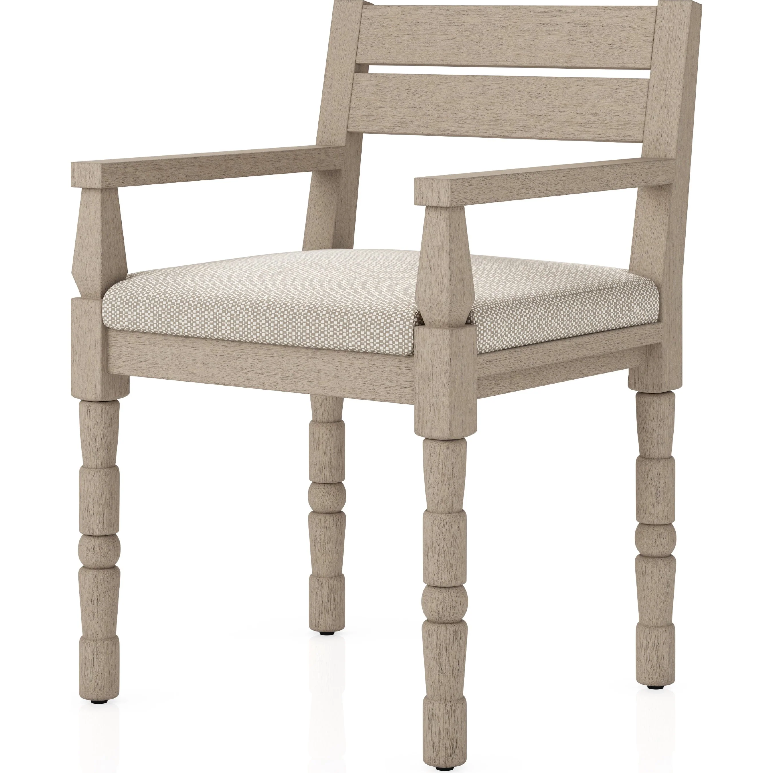 Waller Outdoor Dining Armchair, Washed Brown - Image 3