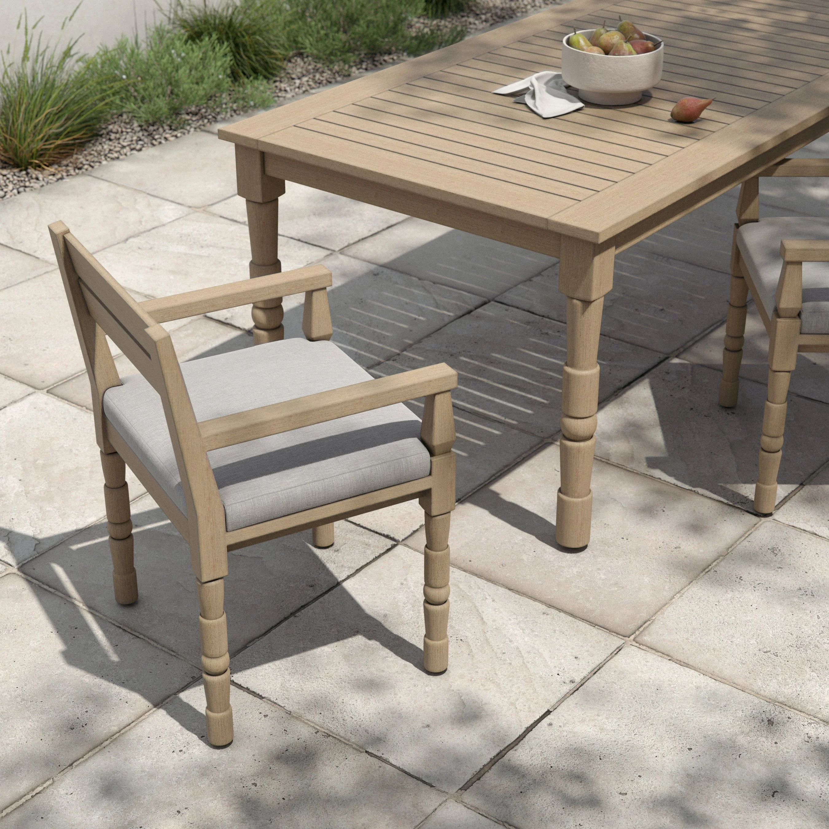 Waller Outdoor Dining Armchair, Washed Brown - Image 9