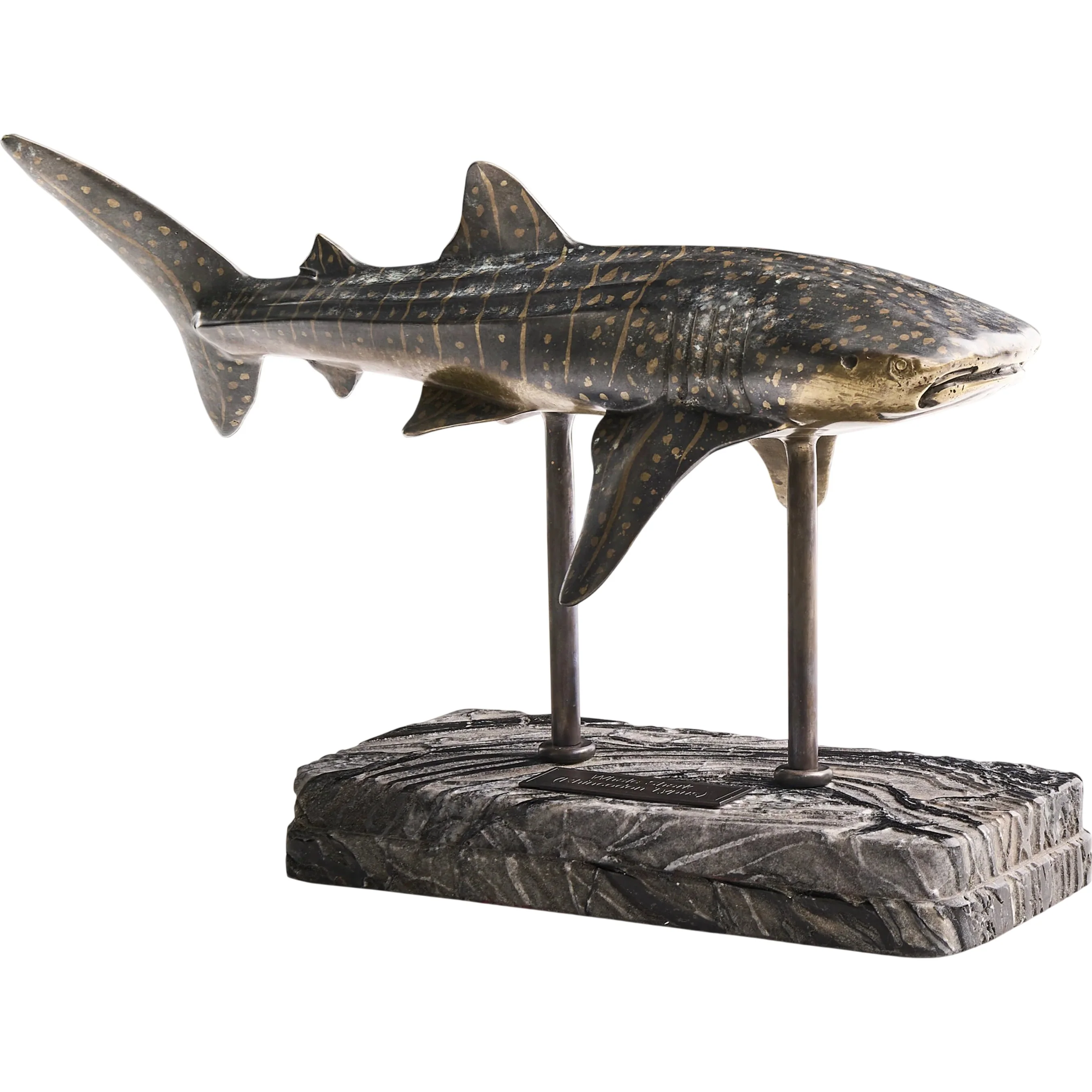 Whale Shark Bronze Statue with Marble Base