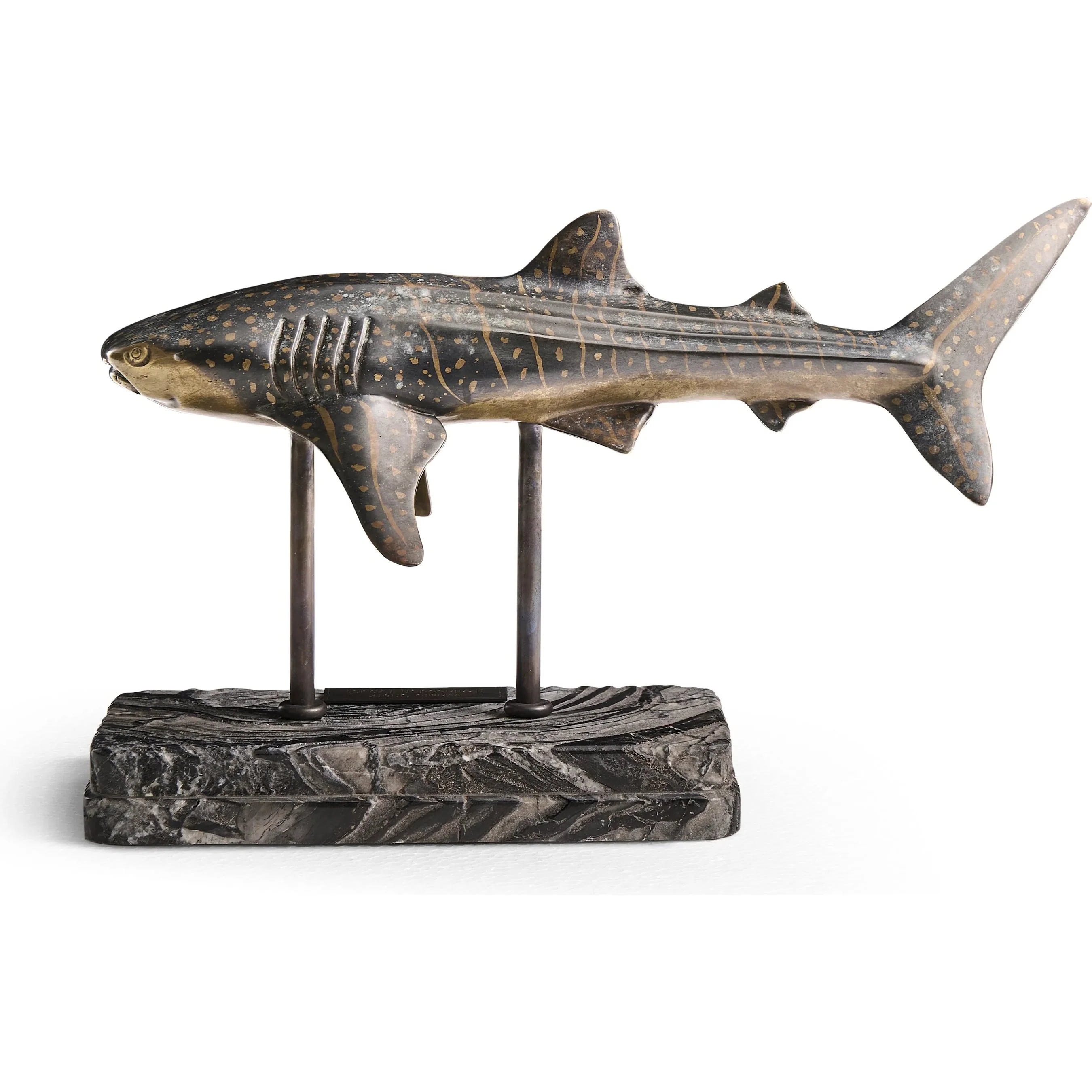 Whale Shark Bronze Statue with Marble Base - Image 6