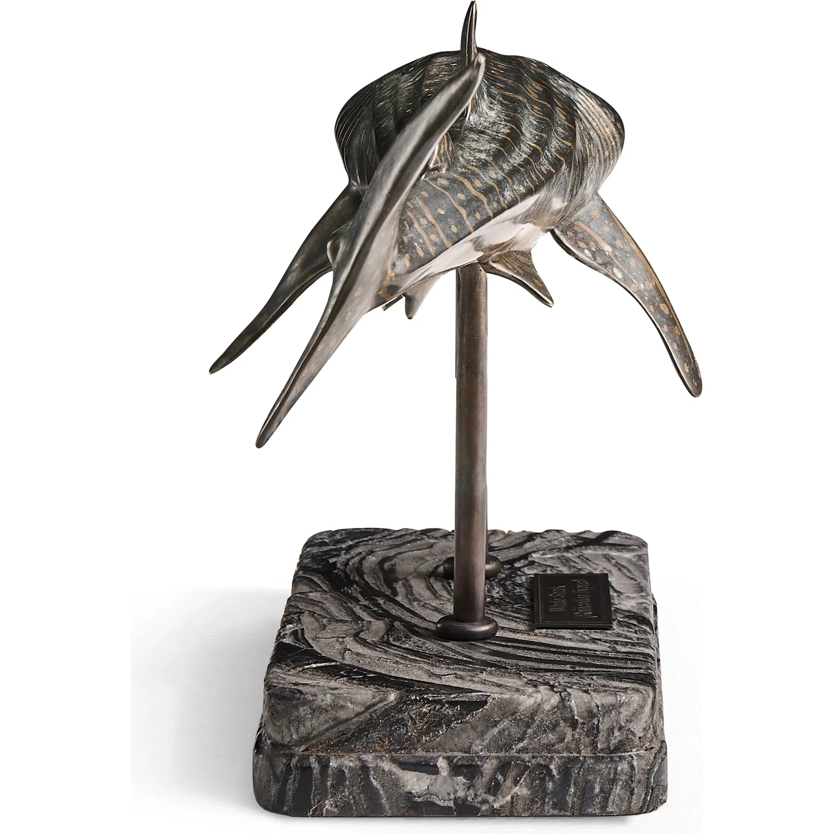 Whale Shark Bronze Statue with Marble Base - Image 8