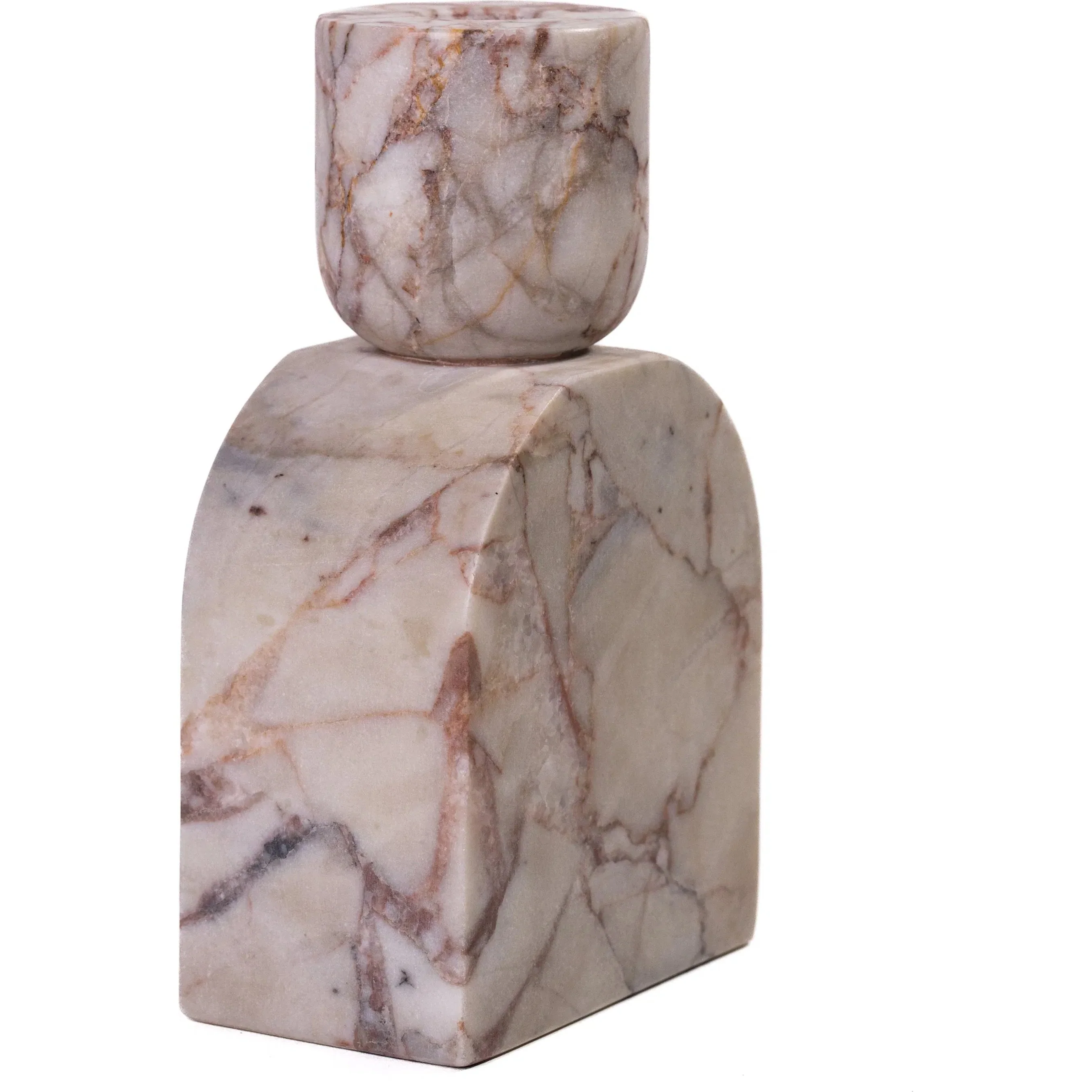 White Brown Foundation Candle Holder