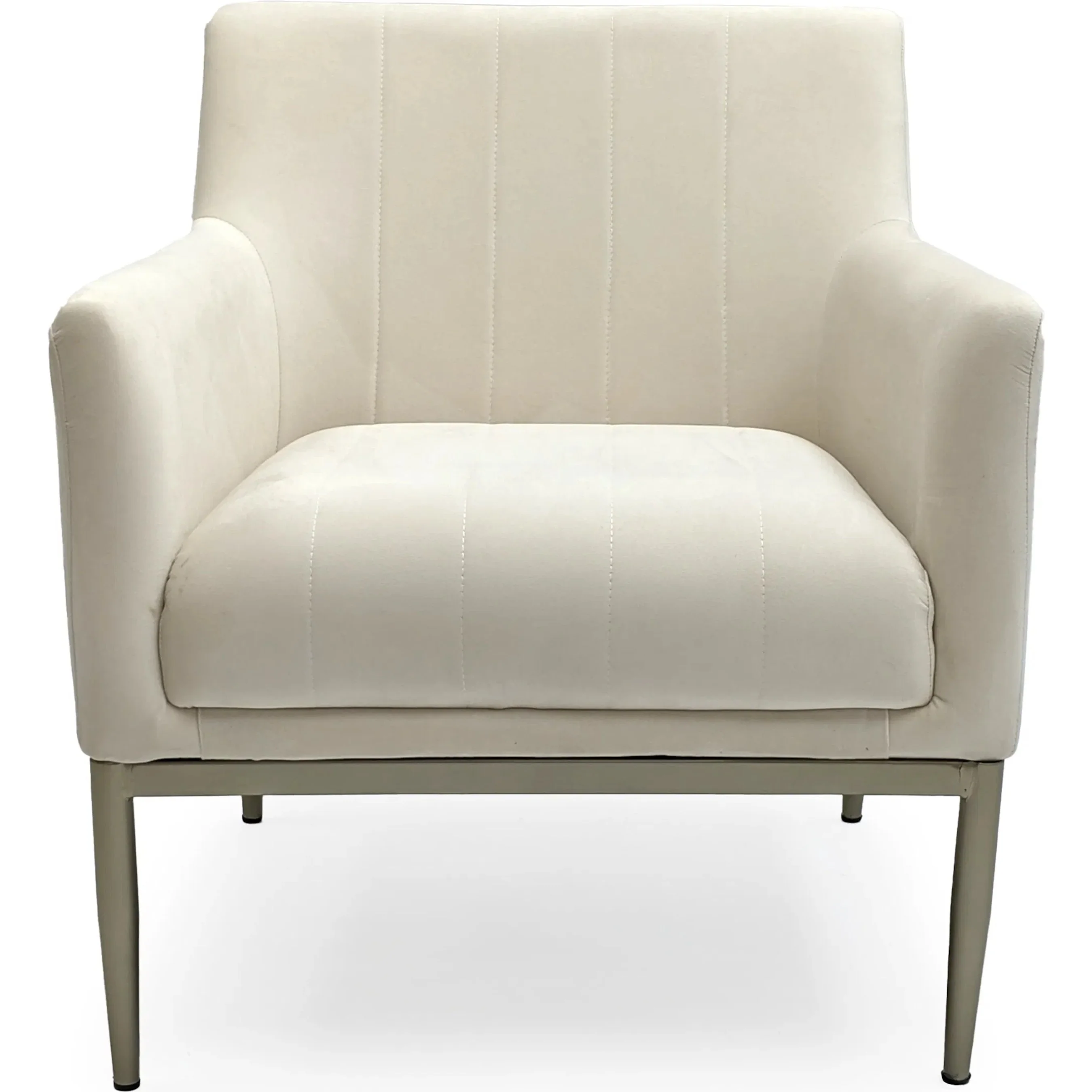 White Velvet Arm Chair - Image 2