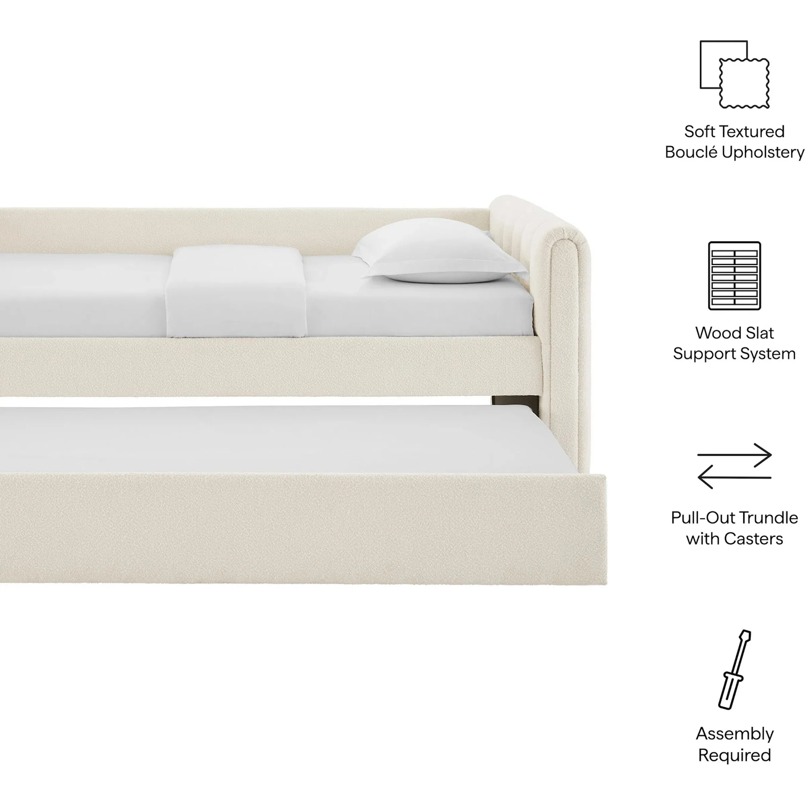 Yuma Channel Boucle Daybed With Trundle - Image 2