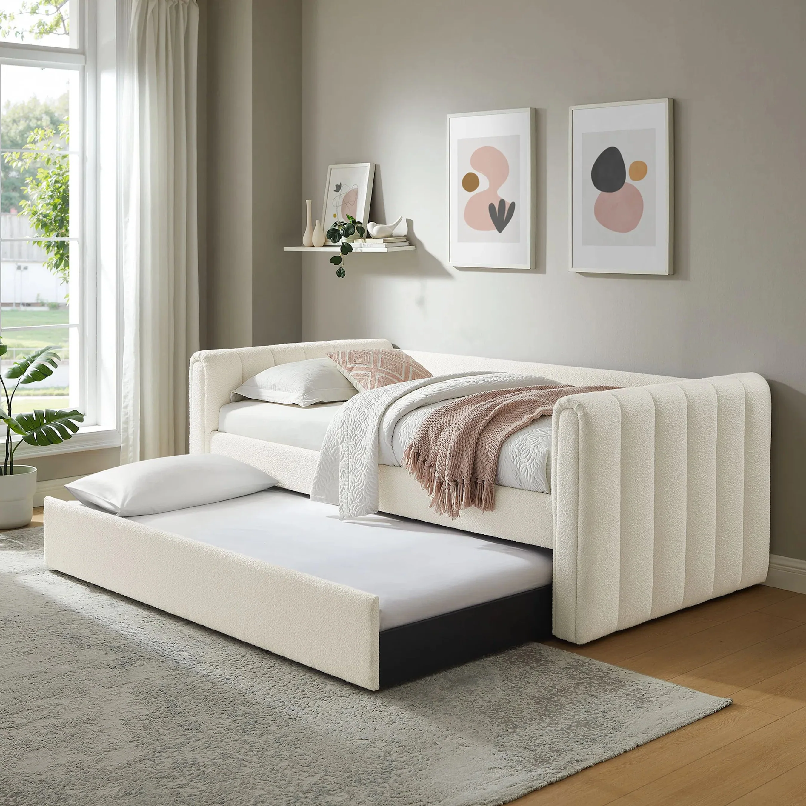 Yuma Channel Boucle Daybed With Trundle - Image 4