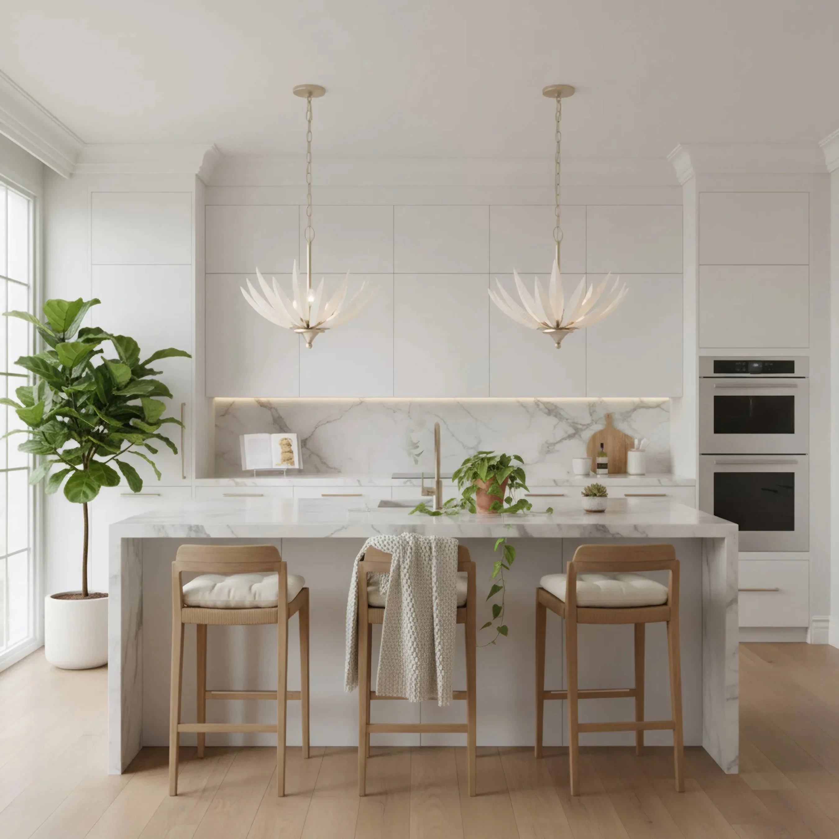 Zanara 3 Light Pendant with 3D Printed Ceramic Leaves - Image 3