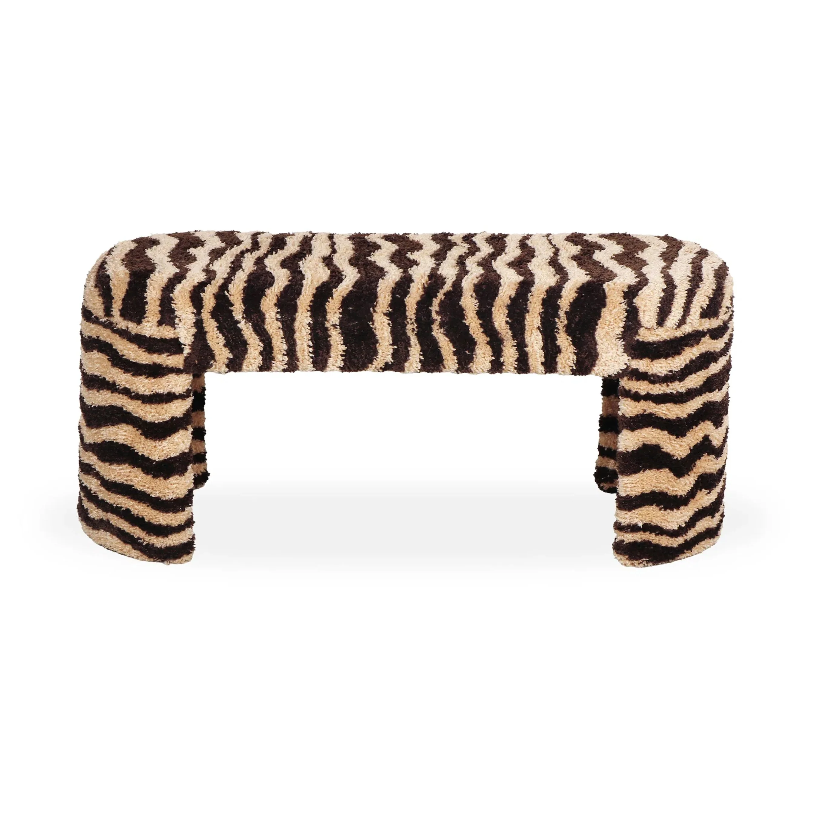 Zebra Striped Tufted Bench - Image 2