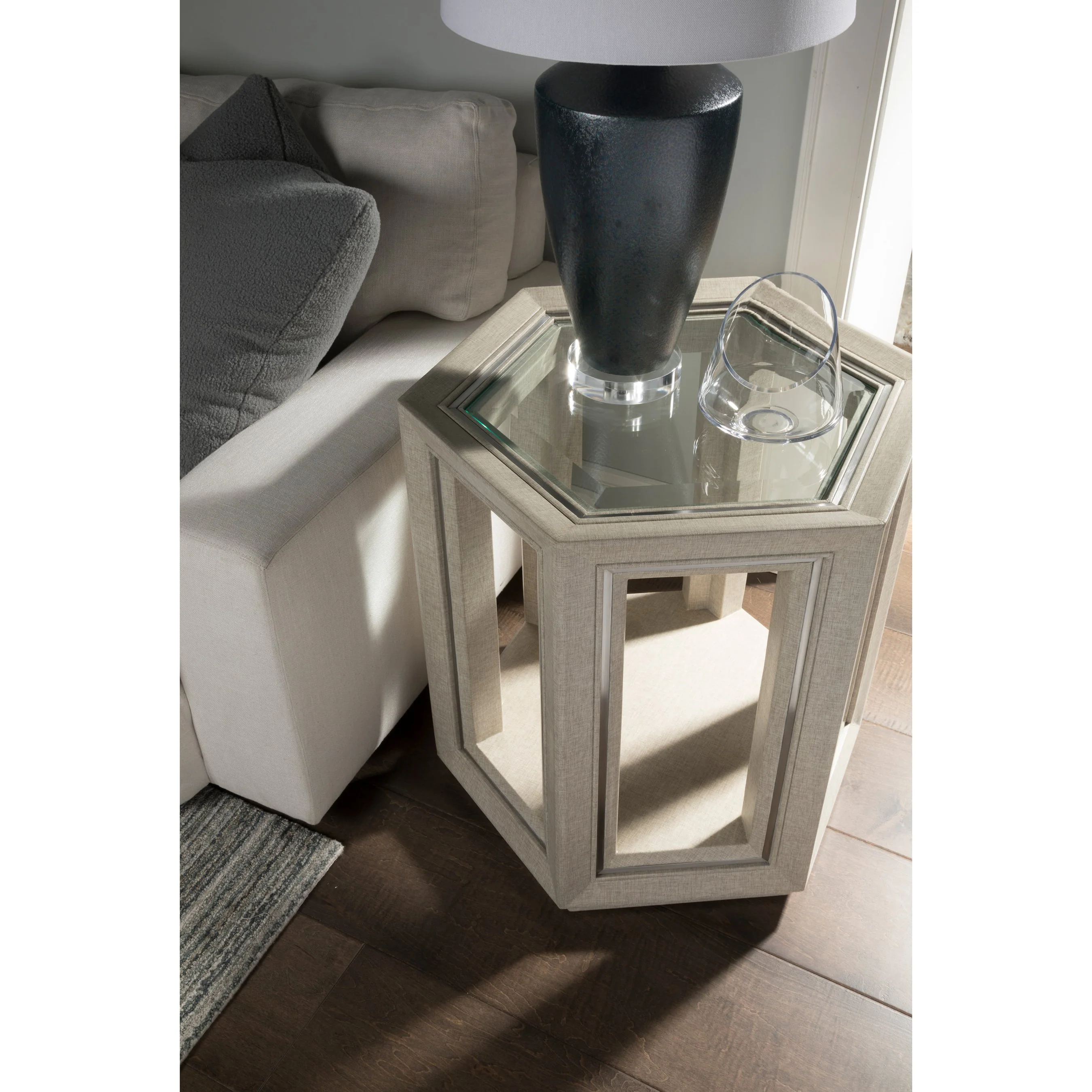 Zeitgeist Linen Hexagonal End Table - Image 4